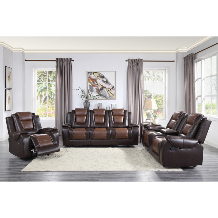 9470BR-2 Double Glider Reclining Love Seat with Center Console - 9470BR-2