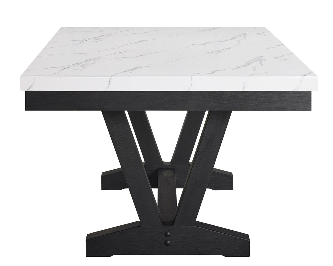 Vance - Faux Marble Dining Table - Charcoal & White