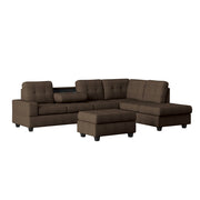9507CHC*3OT (3)3-Piece Reversible Sectional with Drop-Down Cup Holders and Storage Ottoman - 9507CHC*3OT