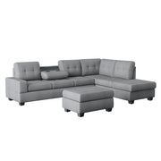 9507DGY*3OT (3)3-Piece Reversible Sectional with Drop-Down Cup Holders and Storage Ottoman - 9507DGY*3OT