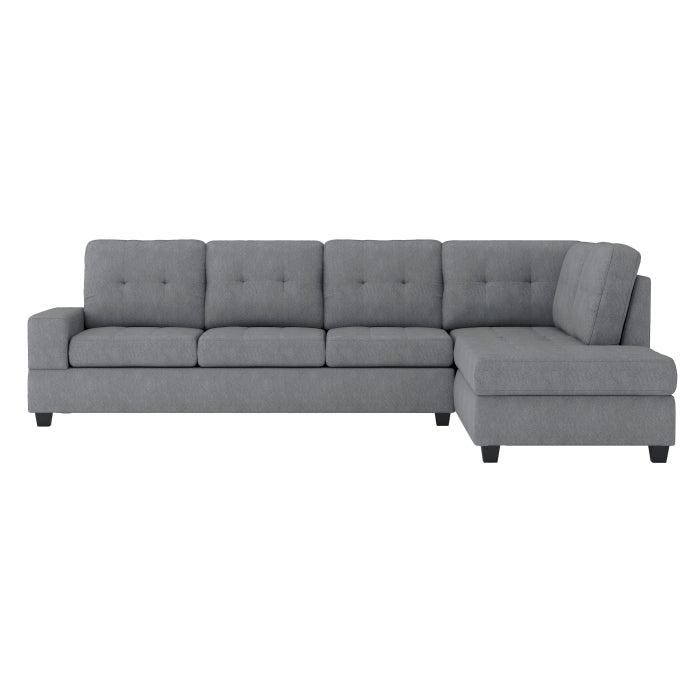 9507DGY*3OT (3)3-Piece Reversible Sectional with Drop-Down Cup Holders and Storage Ottoman - 9507DGY*3OT