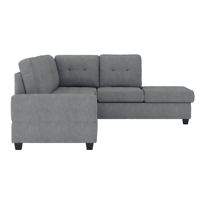 9507DGY*3OT (3)3-Piece Reversible Sectional with Drop-Down Cup Holders and Storage Ottoman - 9507DGY*3OT