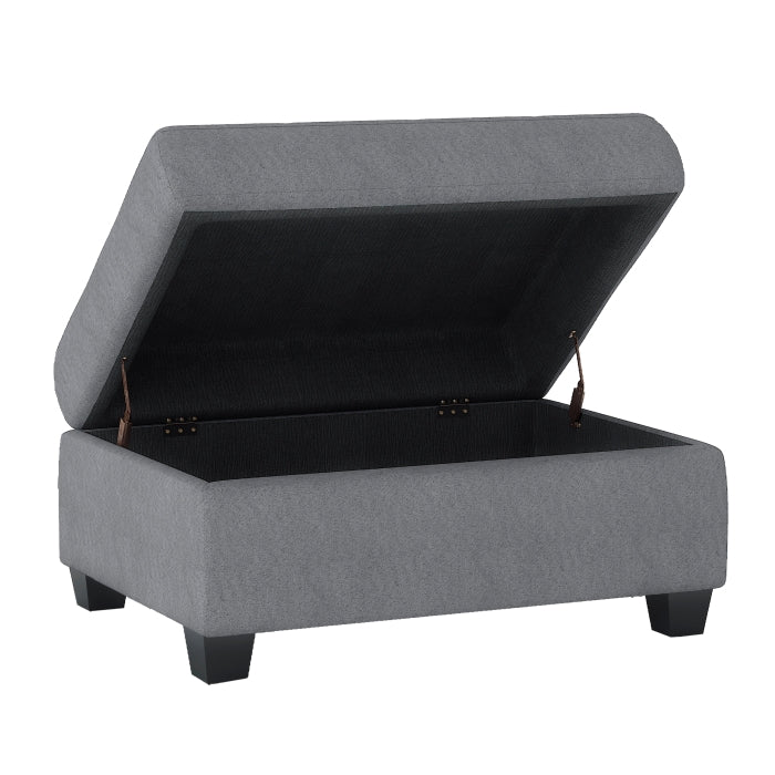 9507DGY*3OT (3)3-Piece Reversible Sectional with Drop-Down Cup Holders and Storage Ottoman - 9507DGY*3OT