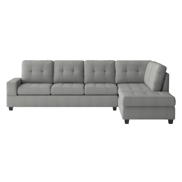 9507GRY*3OT (3)3-Piece Reversible Sectional with Drop-Down Cup Holders and Storage Ottoman - 9507GRY*3OT