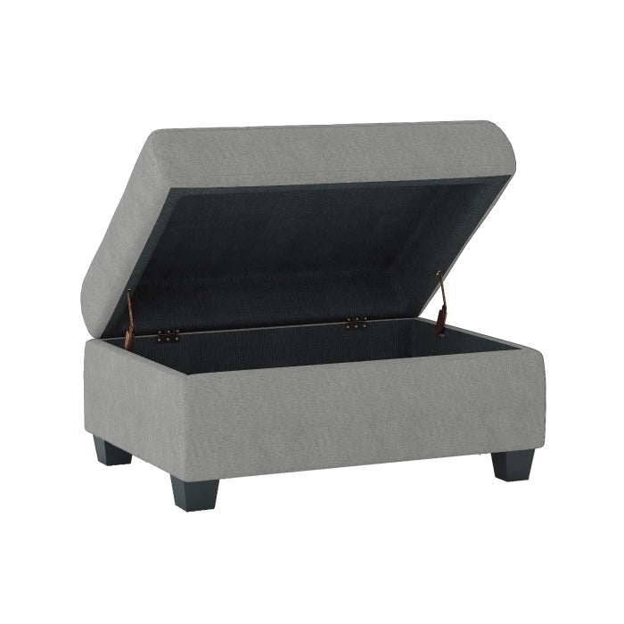 9507GRY*3OT (3)3-Piece Reversible Sectional with Drop-Down Cup Holders and Storage Ottoman - 9507GRY*3OT