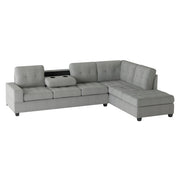 9507GRY*SC (2)2-Piece Reversible Sectional with Drop-Down Cup Holders - 9507GRY*SC