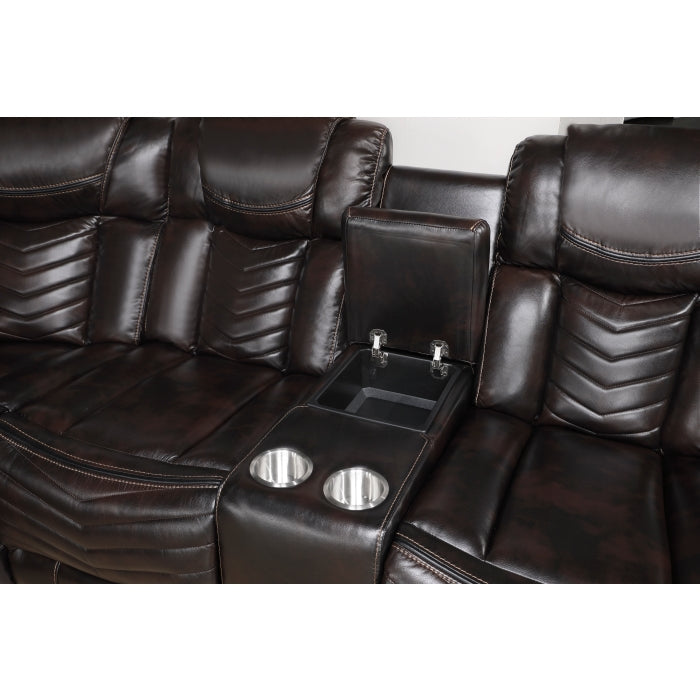9508DB*SCPW (3)3-Piece Power Reclining Sectional with Consoles, Speakers, Subwoofer and LED Lighting - 9508DB*SCPW