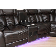 9508DB*SCPW (3)3-Piece Power Reclining Sectional with Consoles, Speakers, Subwoofer and LED Lighting - 9508DB*SCPW