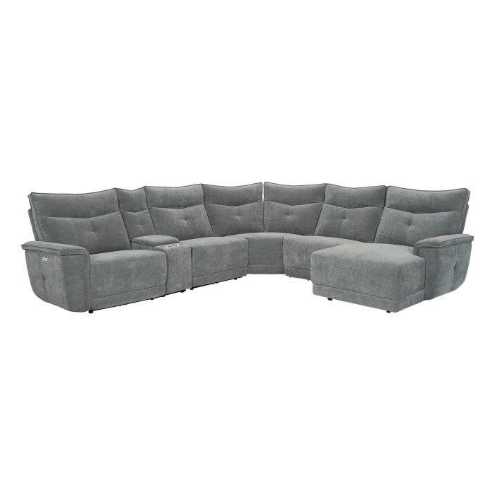 9509DG*6LRPWH5R (6)6-Piece Modular Power Reclining Sectional with Power Headrests, Right Chaise and USB Ports - 9509DG*6LRPWH5R