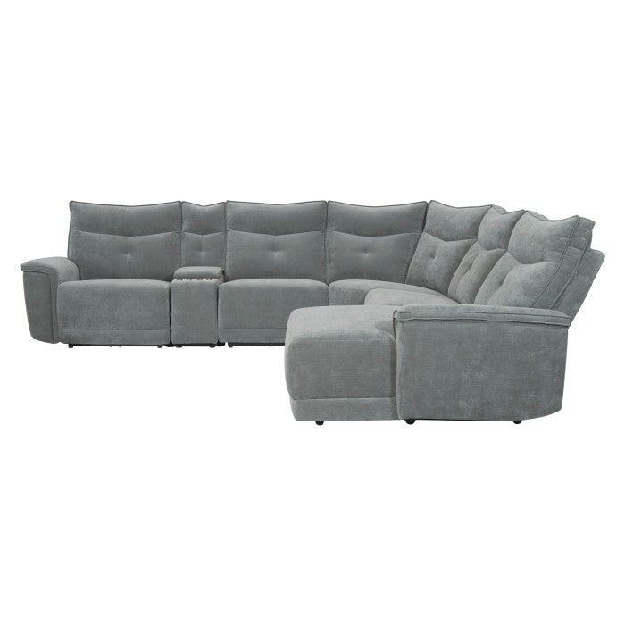 9509DG*6LRPWH5R (6)6-Piece Modular Power Reclining Sectional with Power Headrests, Right Chaise and USB Ports - 9509DG*6LRPWH5R