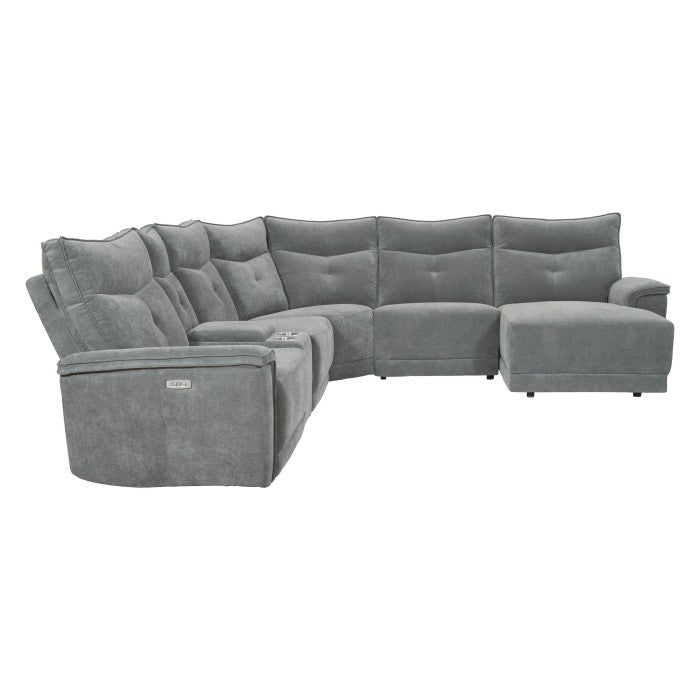 9509DG*6LRPWH5R (6)6-Piece Modular Power Reclining Sectional with Power Headrests, Right Chaise and USB Ports - 9509DG*6LRPWH5R