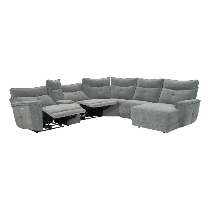 9509DG*6LRPWH5R (6)6-Piece Modular Power Reclining Sectional with Power Headrests, Right Chaise and USB Ports - 9509DG*6LRPWH5R