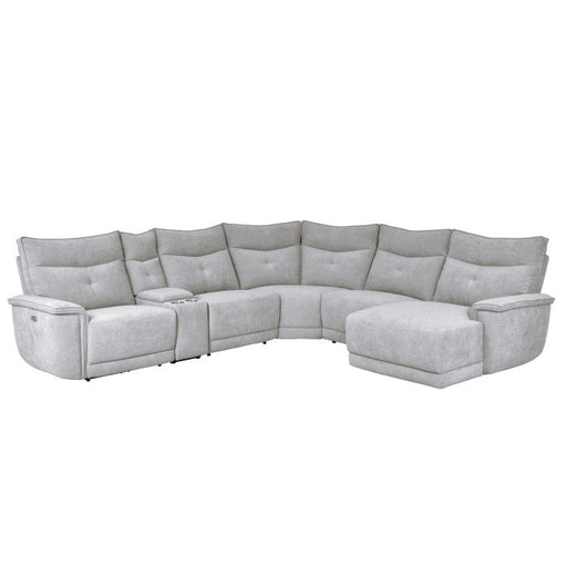 9509MGY*6LRPWH5R (6)6-Piece Modular Power Reclining Sectional with Power Headrests, Right Chaise and USB Port - 9509MGY*6LRPWH5R