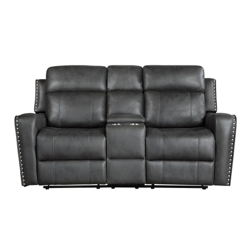 9515DGY-2 Double Reclining Love Seat with Center Console - 9515DGY-2