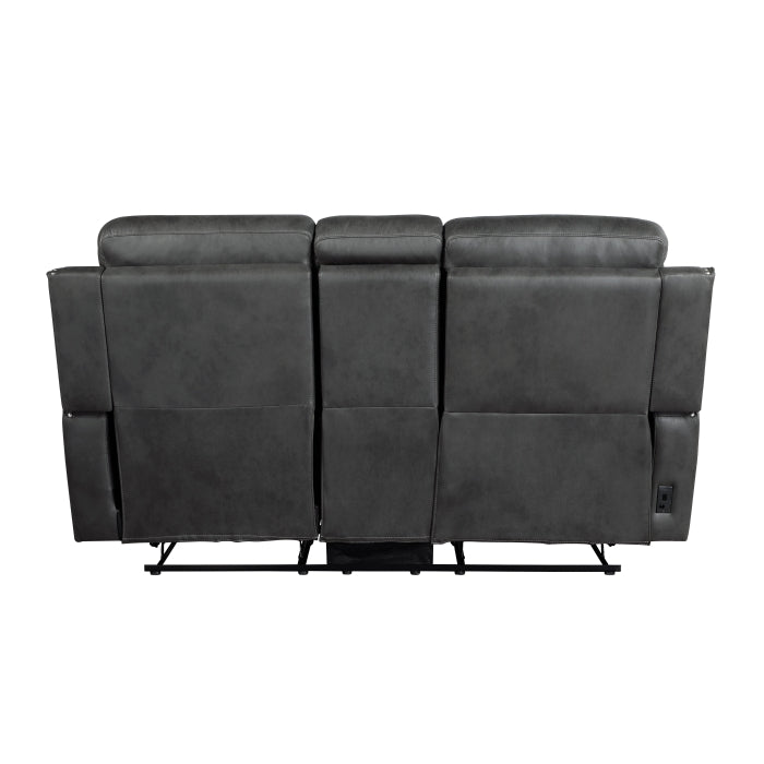 9515DGY-2PW Power Double Reclining Love Seat with Center Console - 9515DGY-2PW