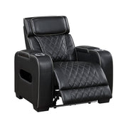 9516BLK-1PWH Power Reclining Chair with Power Headrest, Cup holders and Storage Arms(Top and Side), Charging Ports and LED lighting - 9516BLK-1PWH