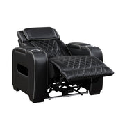 9516BLK-1PWH Power Reclining Chair with Power Headrest, Cup holders and Storage Arms(Top and Side), Charging Ports and LED lighting - 9516BLK-1PWH