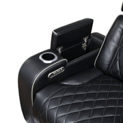 9516BLK-1PWH Power Reclining Chair with Power Headrest, Cup holders and Storage Arms(Top and Side), Charging Ports and LED lighting - 9516BLK-1PWH