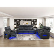 9516BLK-1PWH Power Reclining Chair with Power Headrest, Cup holders and Storage Arms(Top and Side), Charging Ports and LED lighting - 9516BLK-1PWH