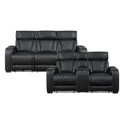 9516BLK*2PWH 2pc Set: Sofa, Love (Power) - 9516BLK*2PWH