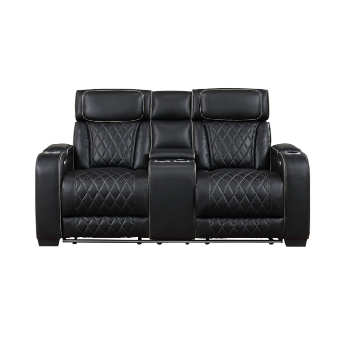 9516BLK*2PWH 2pc Set: Sofa, Love (Power) - 9516BLK*2PWH