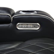 9516BLK-3PWH Power Double Reclining Sofa with Center Drop-Down Cup Holders, Power Headrests, Storage Arms(Top and Side), Cup holders and Reading Lights, Two Wireless Chargers, Charging Ports and LED Lighting - 9516BLK-3PWH