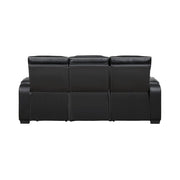 9516BLK-3PWH Power Double Reclining Sofa with Center Drop-Down Cup Holders, Power Headrests, Storage Arms(Top and Side), Cup holders and Reading Lights, Two Wireless Chargers, Charging Ports and LED Lighting - 9516BLK-3PWH