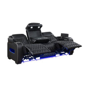 9516BLK-3PWH Power Double Reclining Sofa with Center Drop-Down Cup Holders, Power Headrests, Storage Arms(Top and Side), Cup holders and Reading Lights, Two Wireless Chargers, Charging Ports and LED Lighting - 9516BLK-3PWH