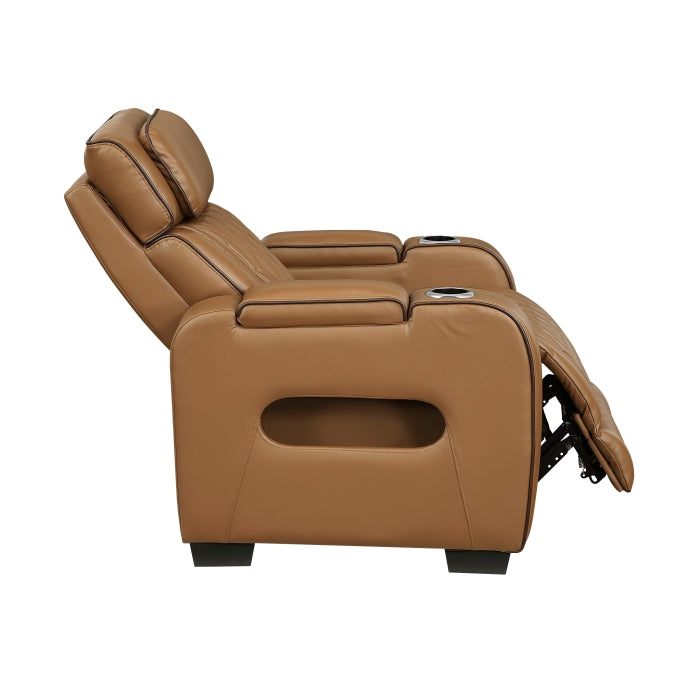 9516BRW-1PWH Power Reclining Chair with Power Headrest, Cup holders and Storage Arms(Top and Side), Charging Ports and LED lighting - 9516BRW-1PWH