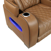 9516BRW-1PWH Power Reclining Chair with Power Headrest, Cup holders and Storage Arms(Top and Side), Charging Ports and LED lighting - 9516BRW-1PWH