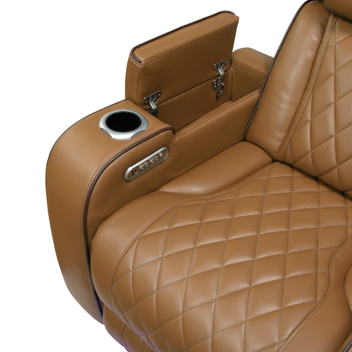 9516BRW-1PWH Power Reclining Chair with Power Headrest, Cup holders and Storage Arms(Top and Side), Charging Ports and LED lighting - 9516BRW-1PWH