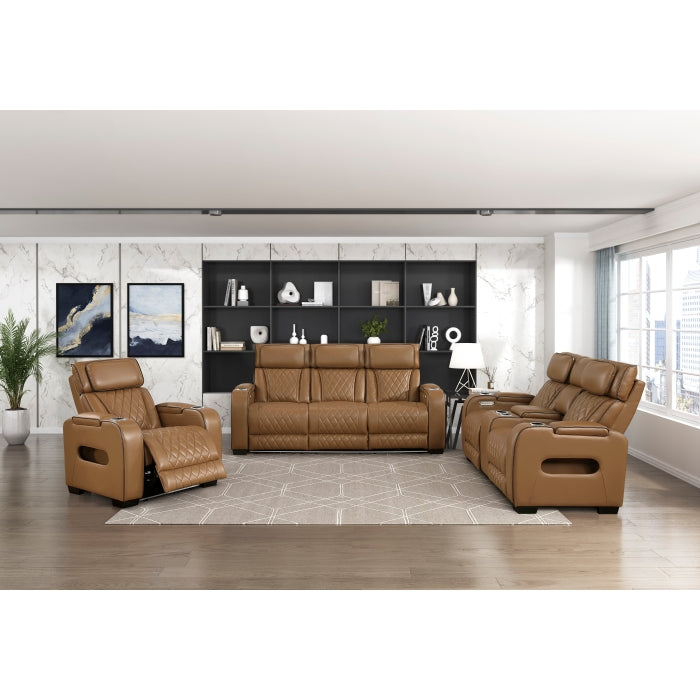 9516BRW-1PWH Power Reclining Chair with Power Headrest, Cup holders and Storage Arms(Top and Side), Charging Ports and LED lighting - 9516BRW-1PWH