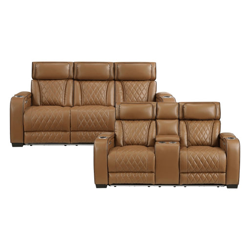 9516BRW*2PWH 2pc Set: Sofa, Love (Power) - 9516BRW*2PWH