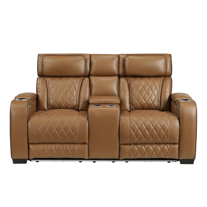 9516BRW*2PWH 2pc Set: Sofa, Love (Power) - 9516BRW*2PWH
