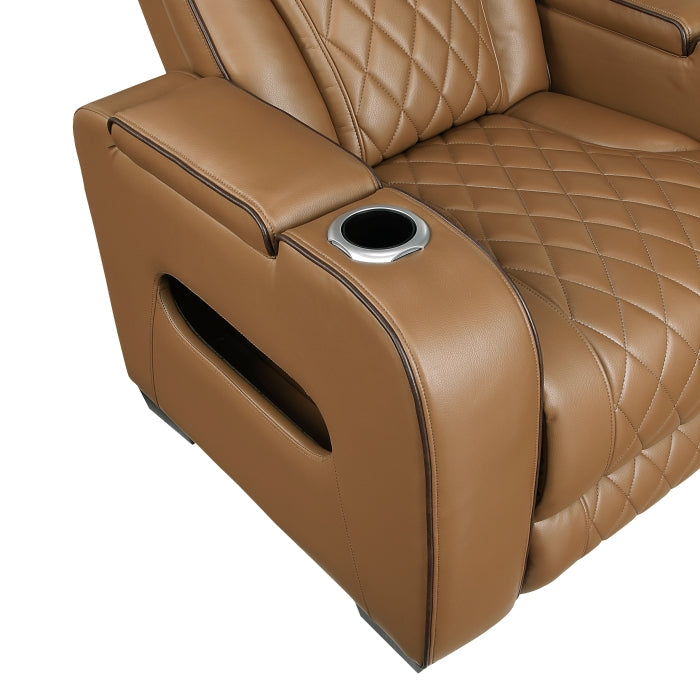 9516BRW*2PWH 2pc Set: Sofa, Love (Power) - 9516BRW*2PWH