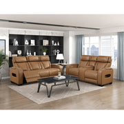 9516BRW-2PWH Power Double Reclining Love Seat with Center Console, Power Headrests, Storage Arms(Top and Side), Cup holders, Charging Ports and LED lighting - 9516BRW-2PWH