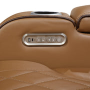 9516BRW-3PWH Power Double Reclining Sofa with Center Drop-Down Cup Holders, Power Headrests, Storage Arms(Top and Side), Cup holders and Reading Lights, Two Wireless Chargers, Charging Ports and LED Lighting - 9516BRW-3PWH