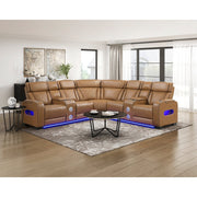 9516BRWS*32LCN2RCNPWH (3)3-Piece Power Reclining Sectional with Consoles, Power Headrests, Storage Arms(Top and Side), Cup holders, Charging Ports, Wireless speakers and LED lighting - 9516BRWS*32LCN2RCNPWH