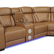 9516BRWS*32LCN2RCNPWH (3)3-Piece Power Reclining Sectional with Consoles, Power Headrests, Storage Arms(Top and Side), Cup holders, Charging Ports, Wireless speakers and LED lighting - 9516BRWS*32LCN2RCNPWH