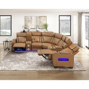 9516BRWS*32LCN2RCNPWH (3)3-Piece Power Reclining Sectional with Consoles, Power Headrests, Storage Arms(Top and Side), Cup holders, Charging Ports, Wireless speakers and LED lighting - 9516BRWS*32LCN2RCNPWH
