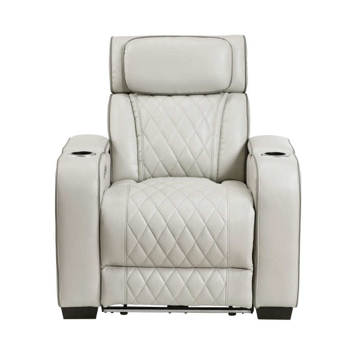 9516TPE-1PWH Power Reclining Chair with Power Headrest, Cup holders and Storage Arms(Top and Side), Charging Ports and LED lighting - 9516TPE-1PWH