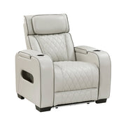 9516TPE-1PWH Power Reclining Chair with Power Headrest, Cup holders and Storage Arms(Top and Side), Charging Ports and LED lighting - 9516TPE-1PWH