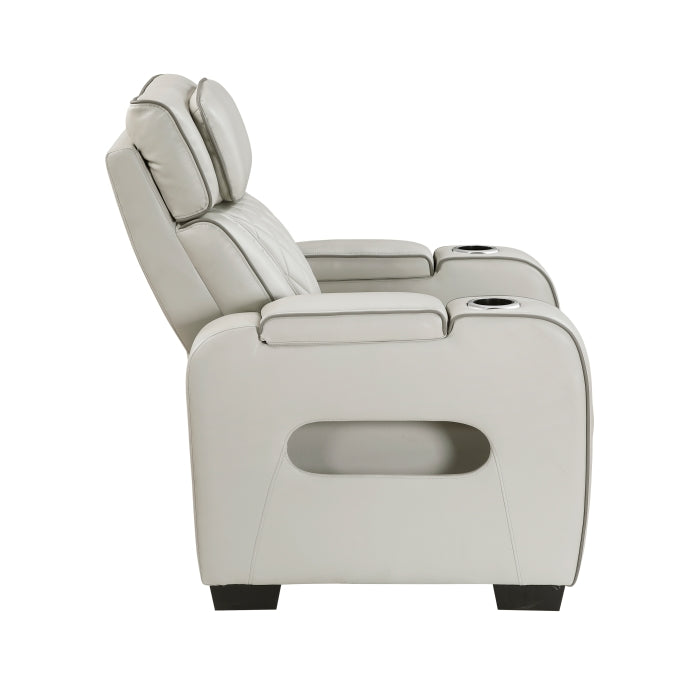 9516TPE-1PWH Power Reclining Chair with Power Headrest, Cup holders and Storage Arms(Top and Side), Charging Ports and LED lighting - 9516TPE-1PWH