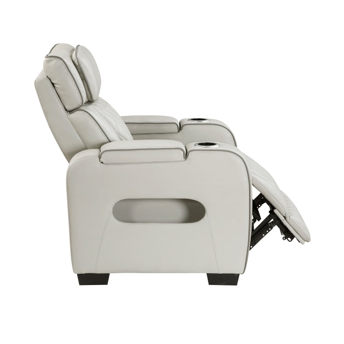 9516TPE-1PWH Power Reclining Chair with Power Headrest, Cup holders and Storage Arms(Top and Side), Charging Ports and LED lighting - 9516TPE-1PWH
