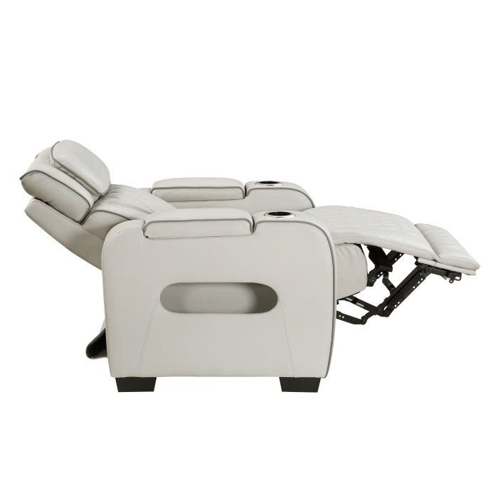 9516TPE-1PWH Power Reclining Chair with Power Headrest, Cup holders and Storage Arms(Top and Side), Charging Ports and LED lighting - 9516TPE-1PWH
