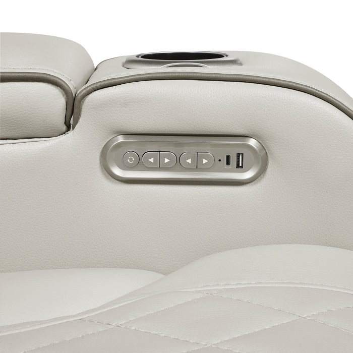 9516TPE-2PWH Power Double Reclining Love Seat with Center Console, Power Headrests, Storage Arms(Top and Side), Cup holders, Charging Ports and LED lighting - 9516TPE-2PWH