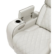 9516TPE-3PWH Power Double Reclining Sofa with Center Drop-Down Cup Holders, Power Headrests, Storage Arms(Top and Side), Cup holders and Reading Lights, Two Wireless Chargers, Charging Ports and LED Lighting - 9516TPE-3PWH