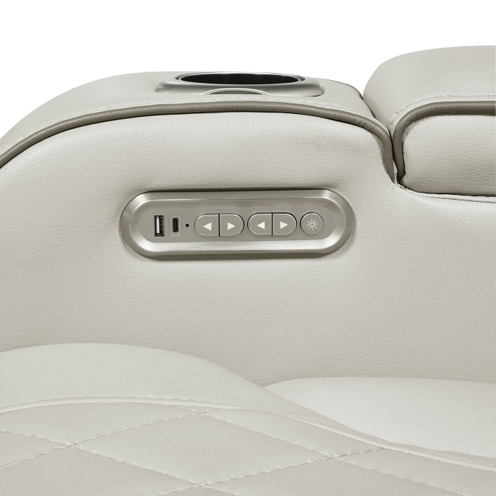 9516TPES*32LCN2RCNPWH (3)3-Piece Power Reclining Sectional with Consoles, Power Headrests, Storage Arms(Top and Side), Cup holders, Charging Ports, Wireless speakers and LED lighting - 9516TPES*32LCN2RCNPWH