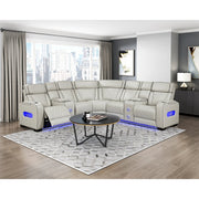 9516TPES*32LCN2RCNPWH (3)3-Piece Power Reclining Sectional with Consoles, Power Headrests, Storage Arms(Top and Side), Cup holders, Charging Ports, Wireless speakers and LED lighting - 9516TPES*32LCN2RCNPWH