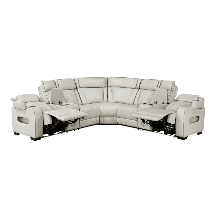 9516TPES*32LCN2RCNPWH (3)3-Piece Power Reclining Sectional with Consoles, Power Headrests, Storage Arms(Top and Side), Cup holders, Charging Ports, Wireless speakers and LED lighting - 9516TPES*32LCN2RCNPWH